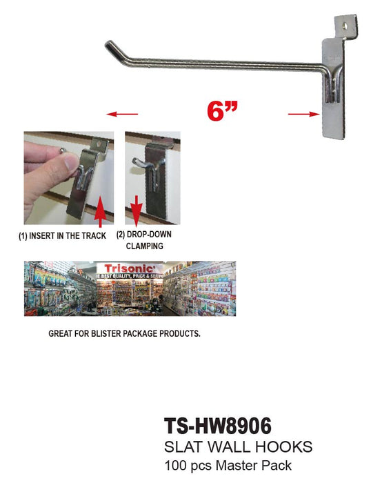TS-HW8906 - Slat Wall Hooks (6")