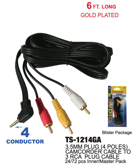 TS-1214GA - 3.5mm Plug to 3 RCA Plugs
