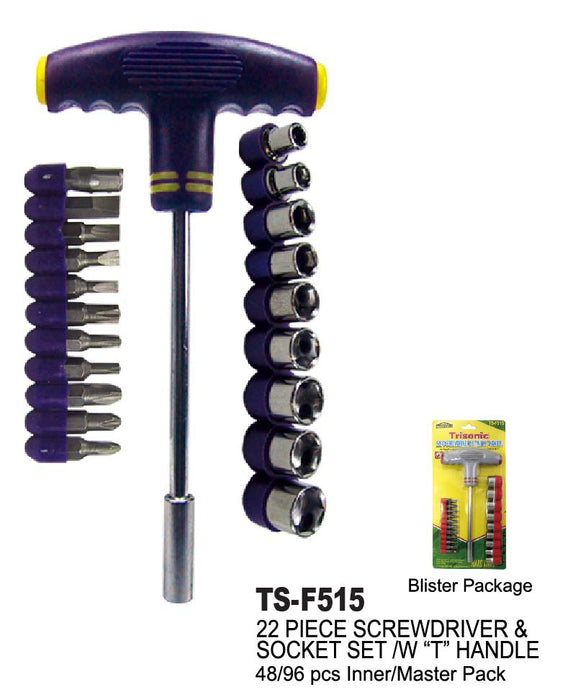 TS-F515 - Screwdriver & Socket Set w/ "T" Handle