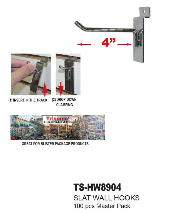 TS-HW8904 - Slat Wall Hooks (4")