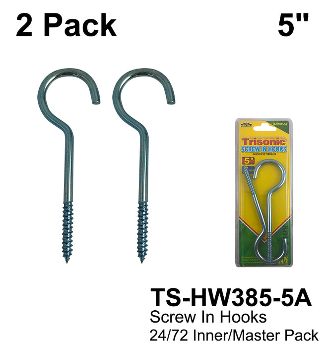 TS-HW385-5A - Screw In Hooks (5")