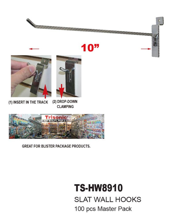 TS-HW8910 - Slat Wall Hooks (10")