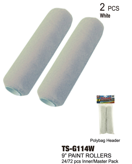 TS-G114W - White Paint Roller Covers (9")