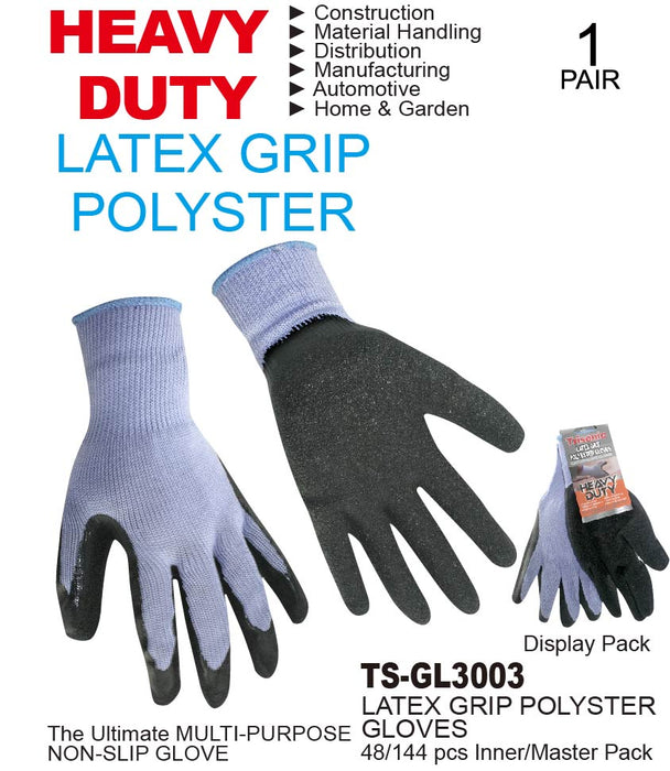 TS-GL3003 - Heavy Duty Latex Grip Polyester Glove