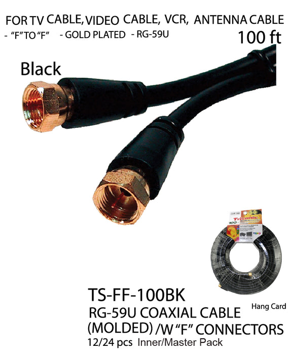 TS-FF-100B - RG-59U Coaxial Cable - Black (100 ft.)