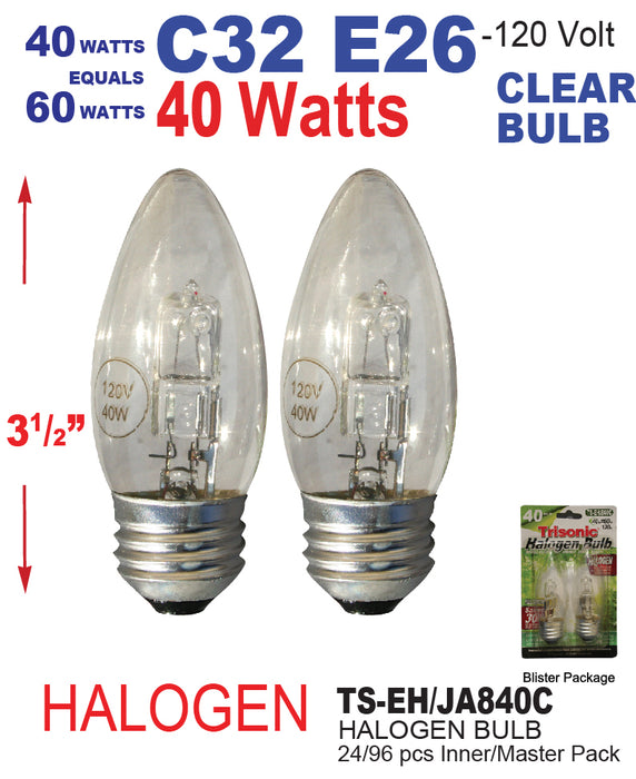 TS-EH/840C - Medium Base Clear Halogen Bulbs (40W/60W) ***
