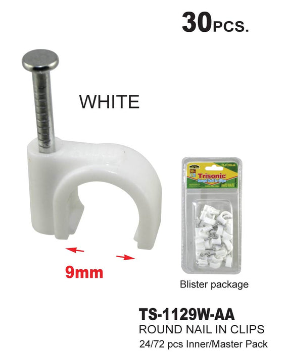 TS-1129W-AA - Large Round Coaxial Nail in Clips