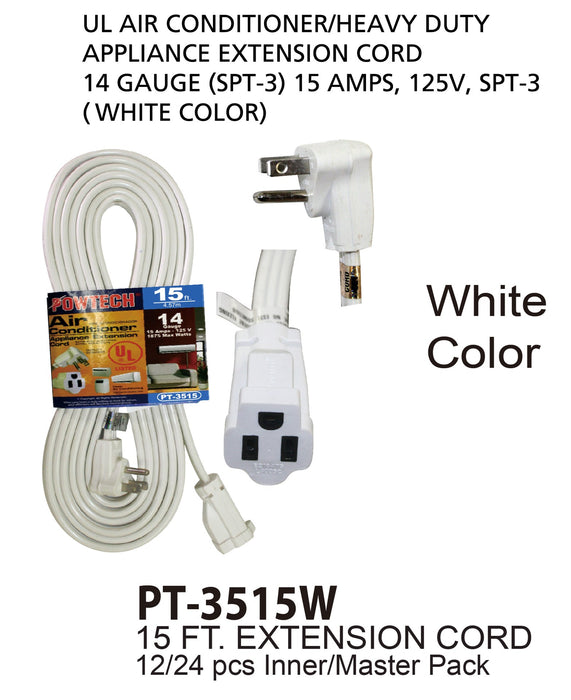 PT-3515 WHT - White UL Air Conditioner Cord (15 ft.)