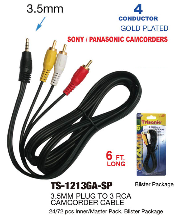 TS-1213GA-SP - 3.5mm Plug to 3 RCA Plugs