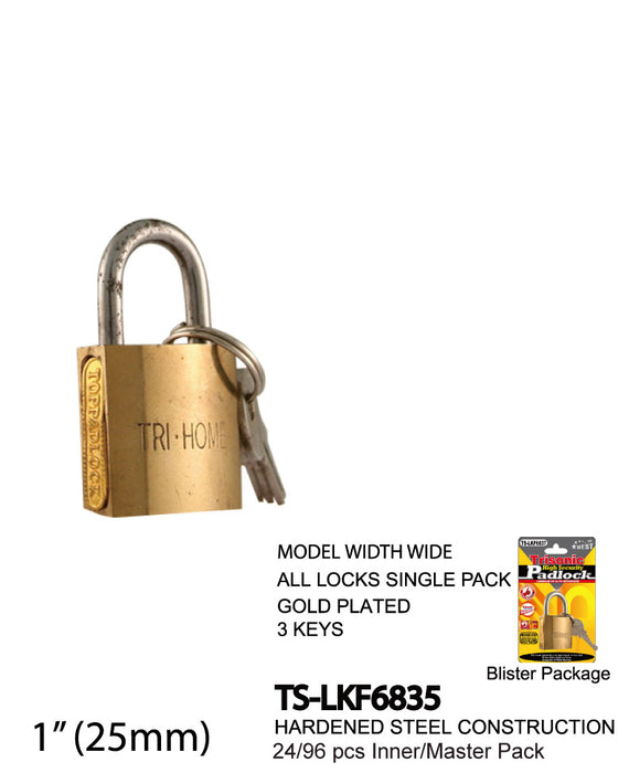 TS-LKF6835 - Gold Plated Steel Padlock (1")