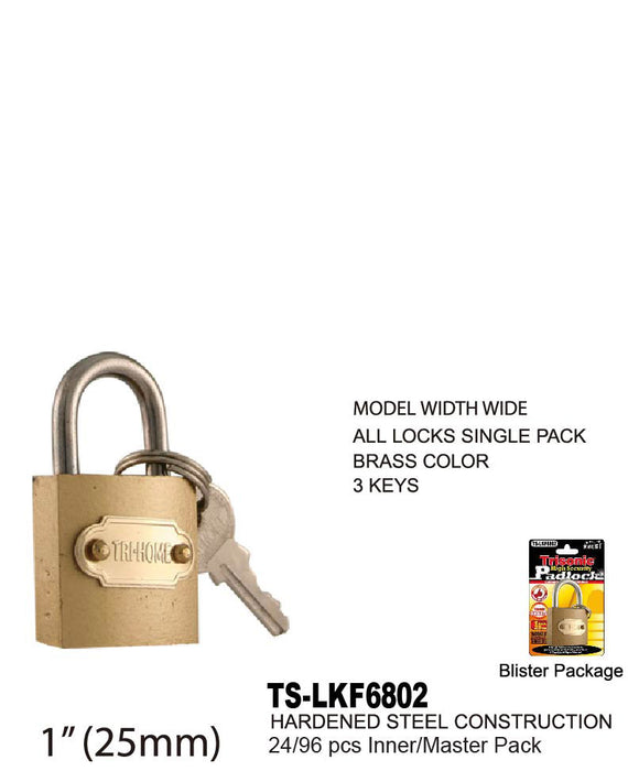 TS-LKF6802 - Brass Colored Steel Padlock (1")