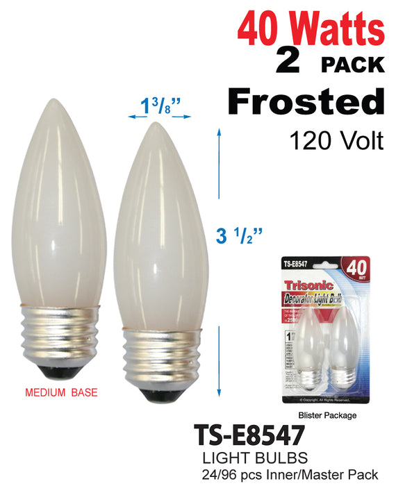 TS-E8547 - Frosted Medium Base Decorator Bulbs (40 Watts)