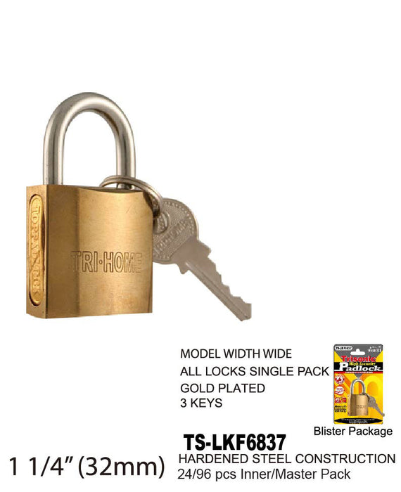 TS-LKF6837 - Gold Plated Steel Padlock (1¬")