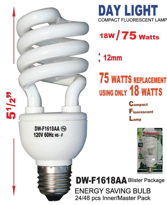 DW-F1618AA - Energy Saving Large Spiral Daylight Bulb (18W/75W)