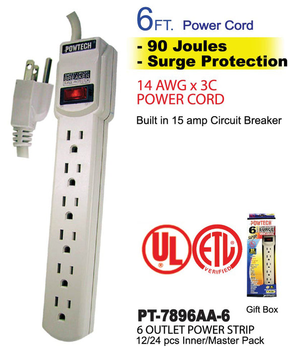 PT-7896AA-6 - 6 Outlet UL Power Strip