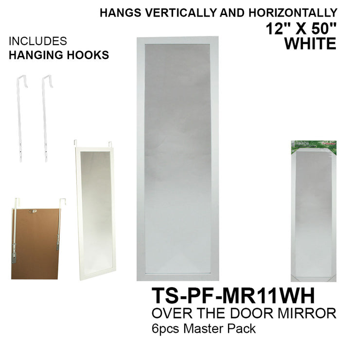 TS-PF-MR11WH - 12"x50" Over the Door Mirror