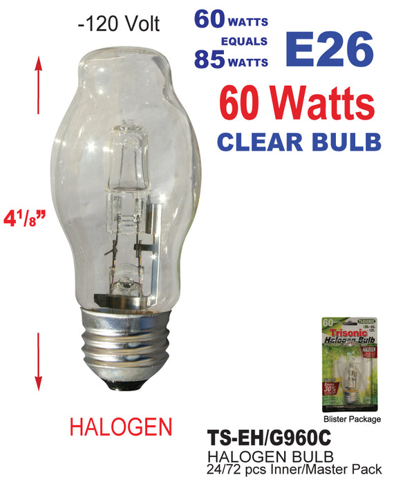 TS-EH/G960C - Clear Decorator Halogen Bulbs (60W/85W) ***