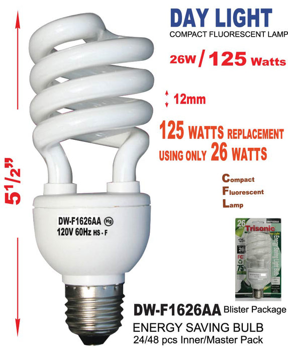 DW-F1626AA - Energy Saving Large Spiral Daylight Bulb (26W/125W)