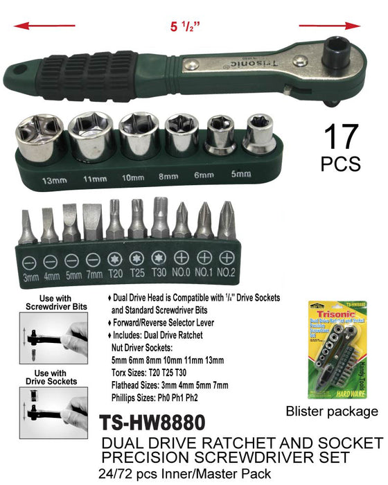 TS-HW8880 - Dual Drive Ratchet and Socket Precision Screwdriver Set