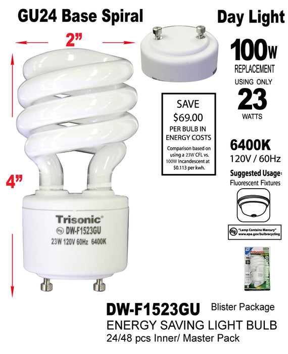 DW-F1523GU - GU24 Base CFL Bulb (23W/100W)