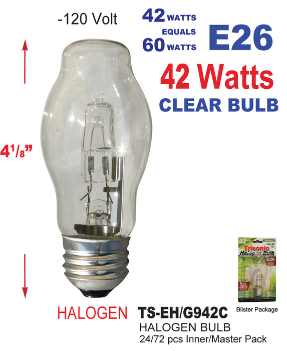 TS-EH/G942C - Clear Decorator Halogen Bulbs (42W/60W) ***