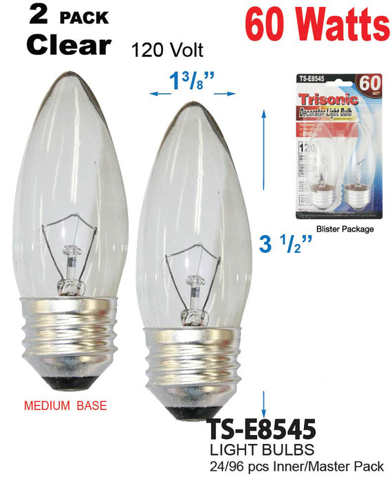 TS-E8545 - Clear Medium Base Decorator Bulbs (60 Watts)