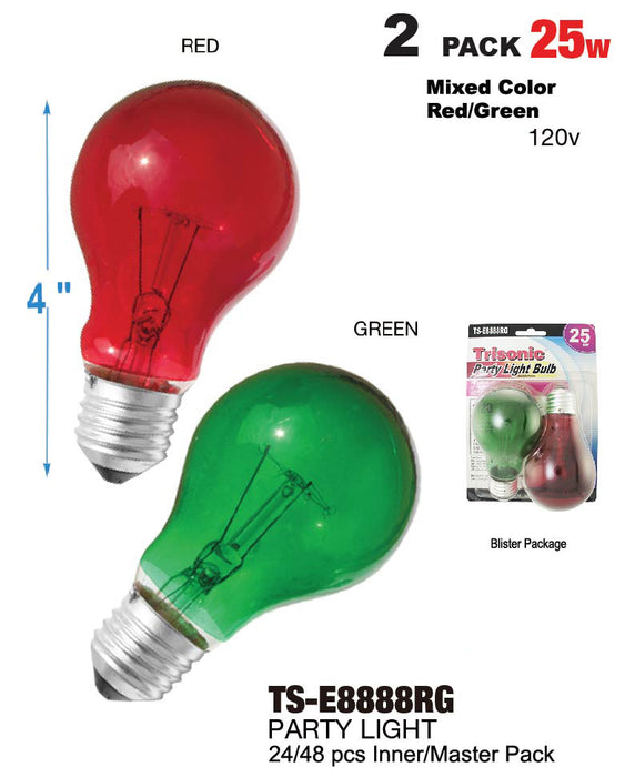 TS-E8888RG - 25W Color Party Bulbs (Red/Green)