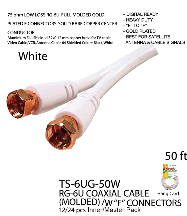 TS-6UG-50WH - RG-6U Coaxial Cable - White (50 ft.)