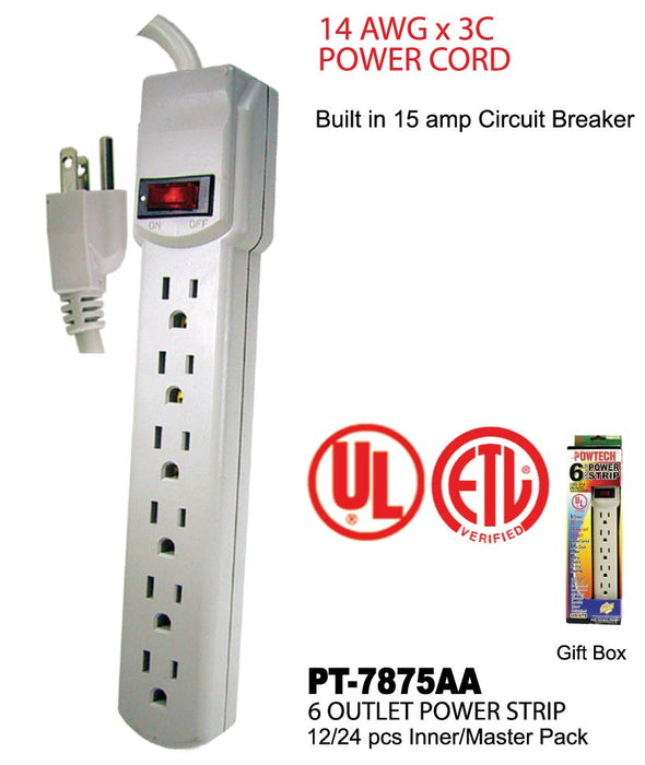 PT-7875AA - 6 Outlet UL Power Strip