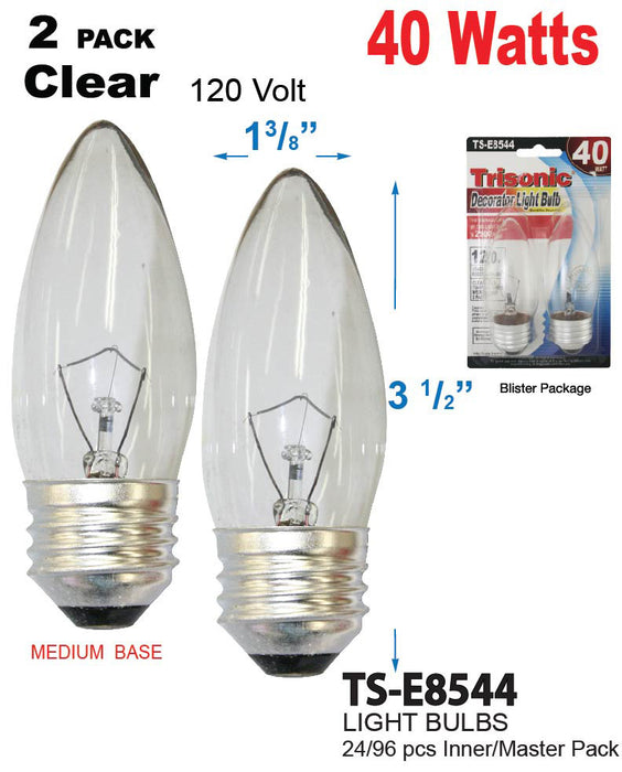 TS-E8544 - Clear Medium Base Decorator Bulbs (40 Watts)