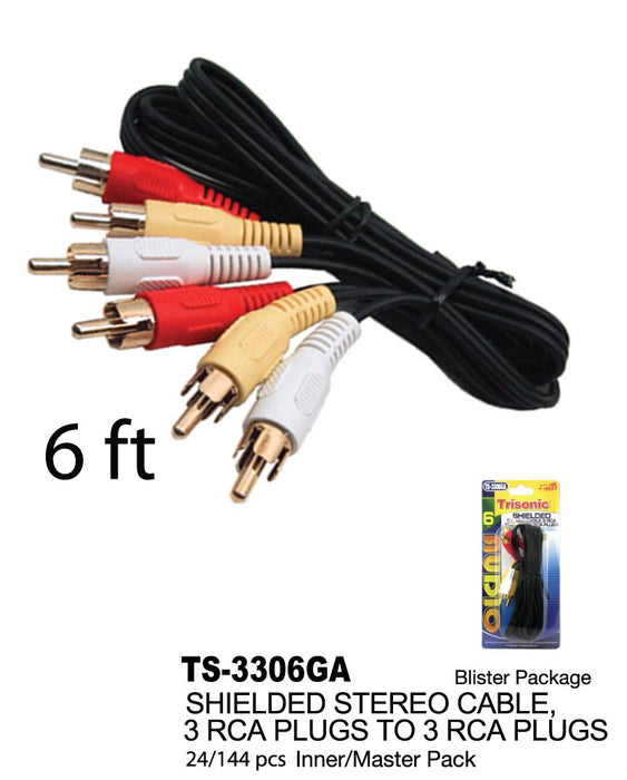 TS-3306GA - 3 RCA Plugs to 3 RCA Plugs (6 ft.)