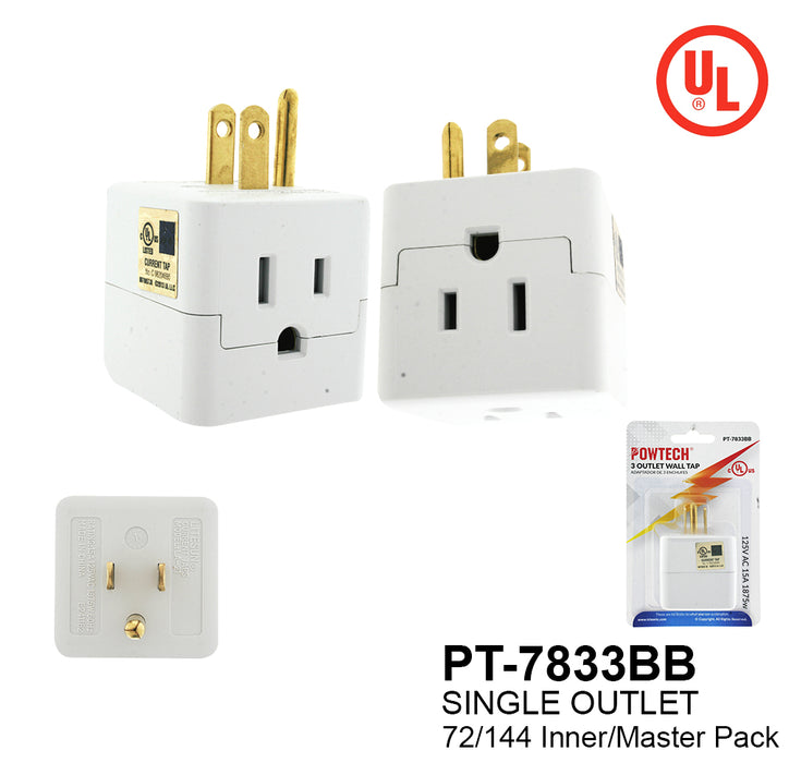 PT-7833BB - 3 Outlet UL Cube Tap
