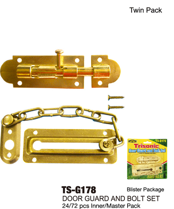 TS-G178 - Chain Door Guard and Barrel Bolt Set