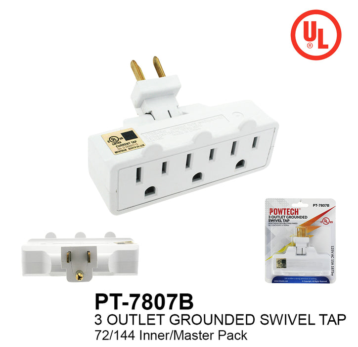 PT-7807B - 3 Outlet UL Swivel Tap