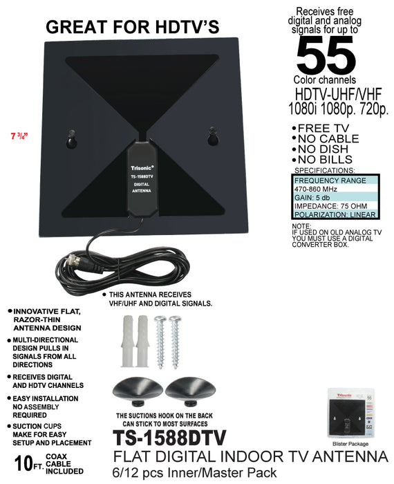 TS-1588DTV - Thin Flat Digital TV Antenna