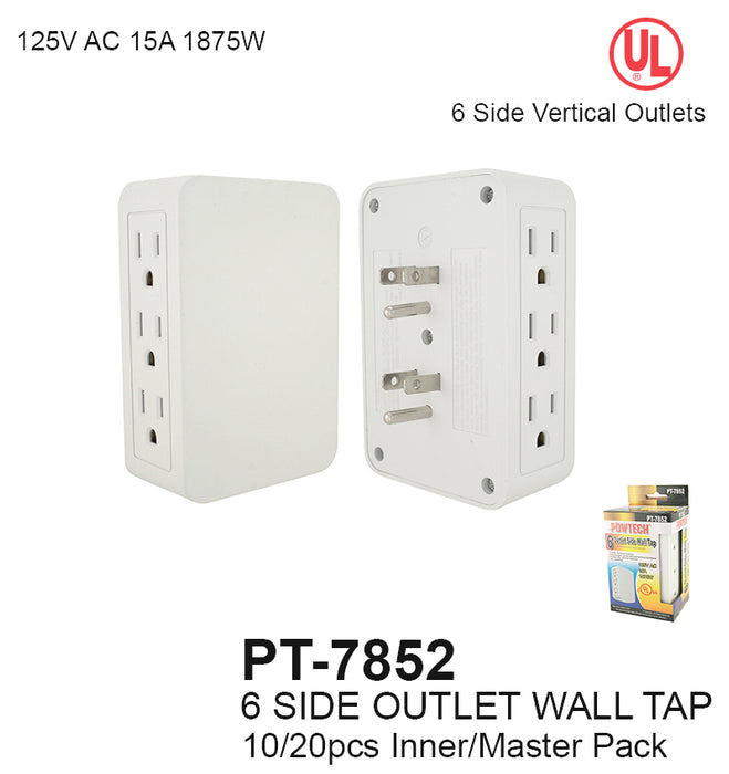 PT-7852 - 6 Side Outlets UL Wall Tap