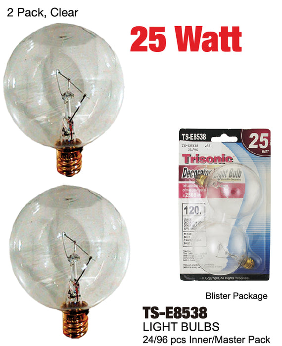 TS-E8538 - Round Clear Decorator Bulbs (25 Watts)