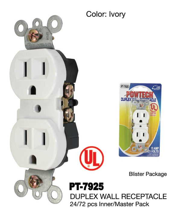 PT-7925 - Duplex UL Wall Receptacle