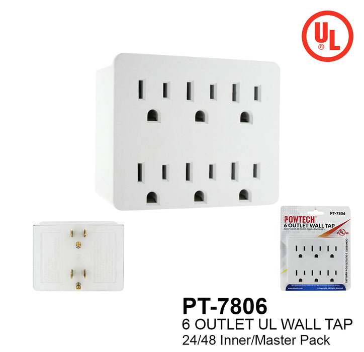 PT-7806 - 6 Outlet UL Wall Tap