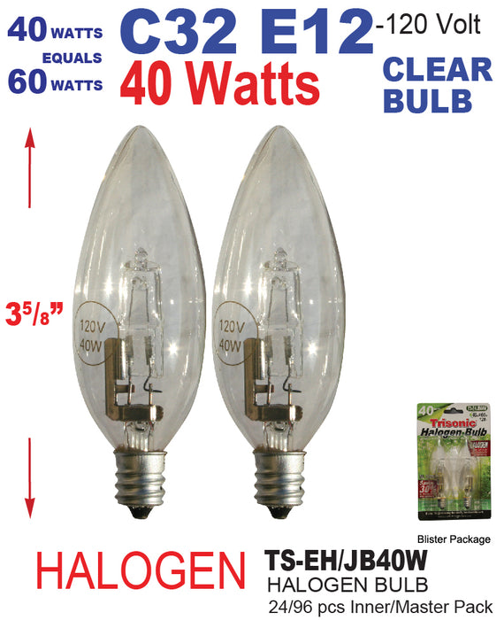 TS-EH/JB40W - Candelabra Base Halogen Bulbs (40W/60W) ***