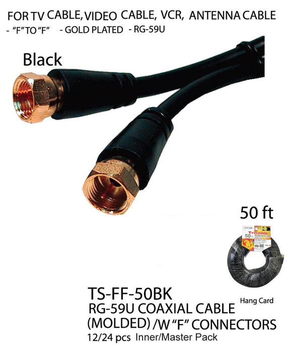 TS-FF-50BK - RG-59U Coaxial Cable - Black (50 ft.)