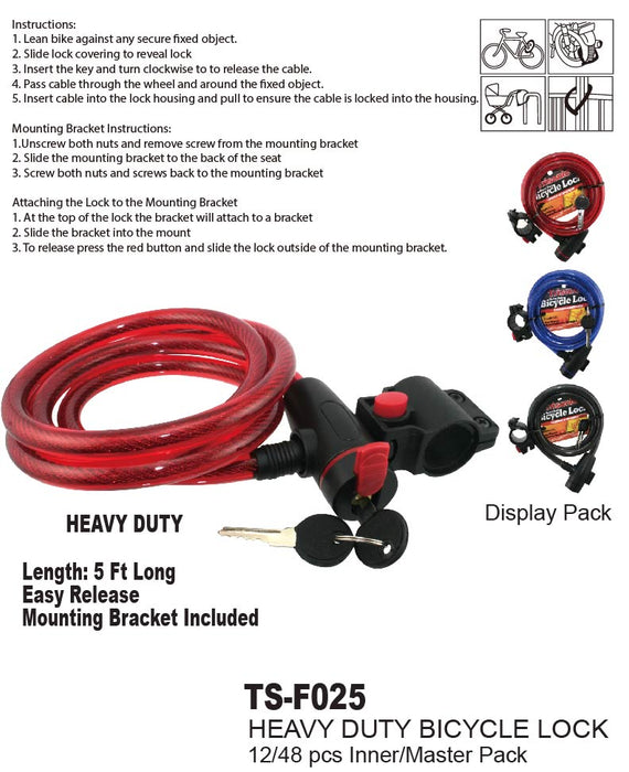 TS-F025 - Heavy Duty Bicycle Lock with Key