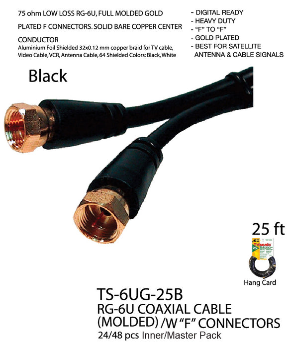 TS-6UG-25BK - RG-6U Coaxial Cable - Black (25 ft.)