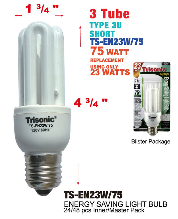TS-EN23W/75 - Short 3 Tube Energy Saving Daylight Bulb (23W/75W)