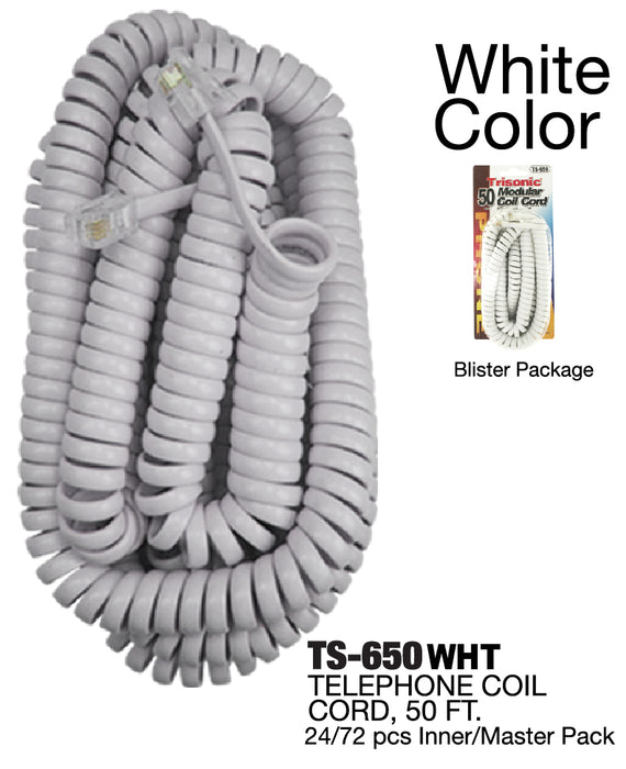 TS-650 WHT - Telephone Coil Cord