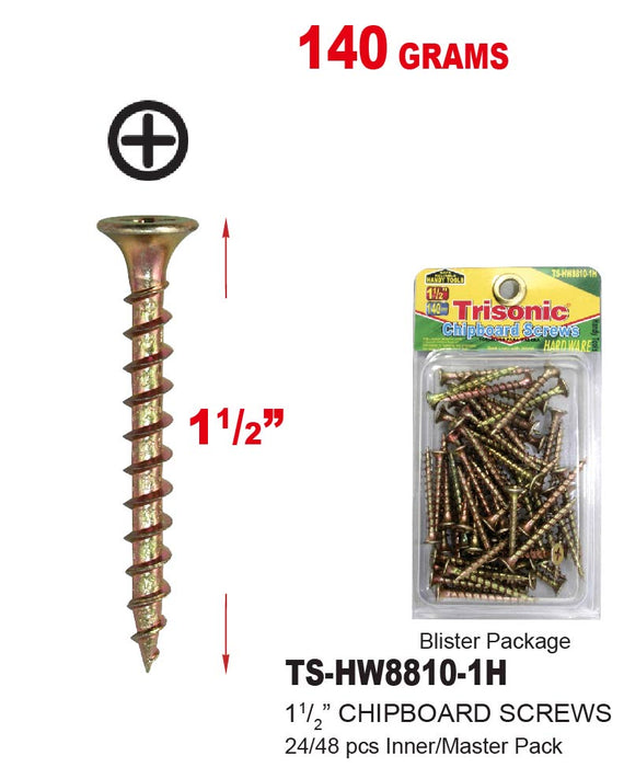 TS-HW8810-1H - Chipboard Screws (1®")