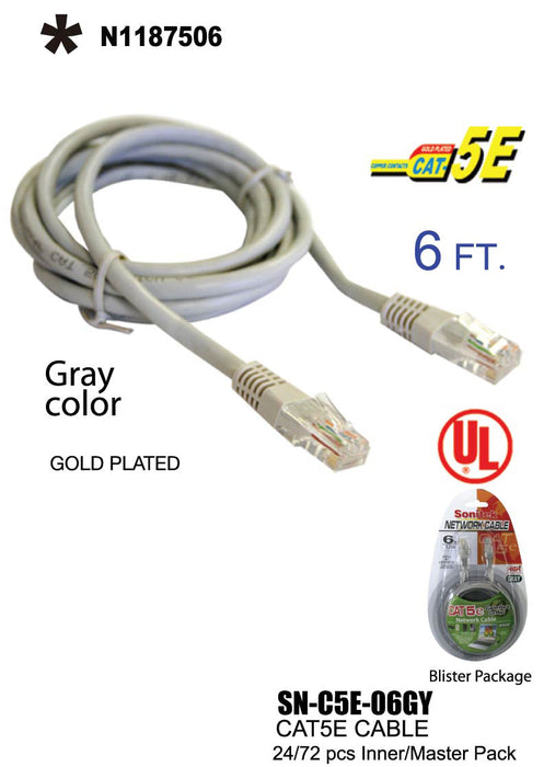 SN-C5E-06GY - UL CAT5 Internet Cable (6 ft.)