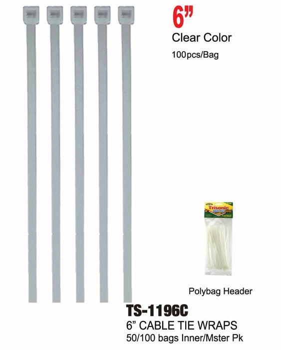 TS-1196C - Clear Cable Ties (6 in.)