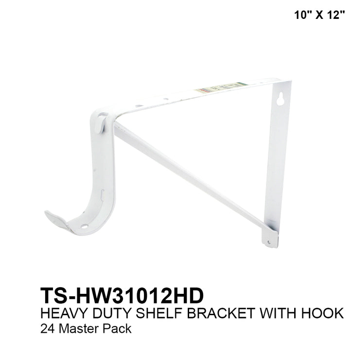 TS-HW31012HD - Heavy Duty Shelf Bracket with Rod Hook (10" x 12")