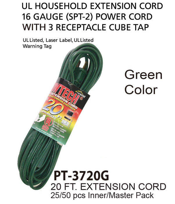 PT-3720G - Green UL Extension Cord (20 ft.)